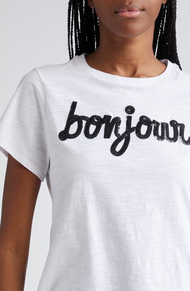 Cinq à Sept Sequin Shrunken Tee, Alternate, color, White/Black