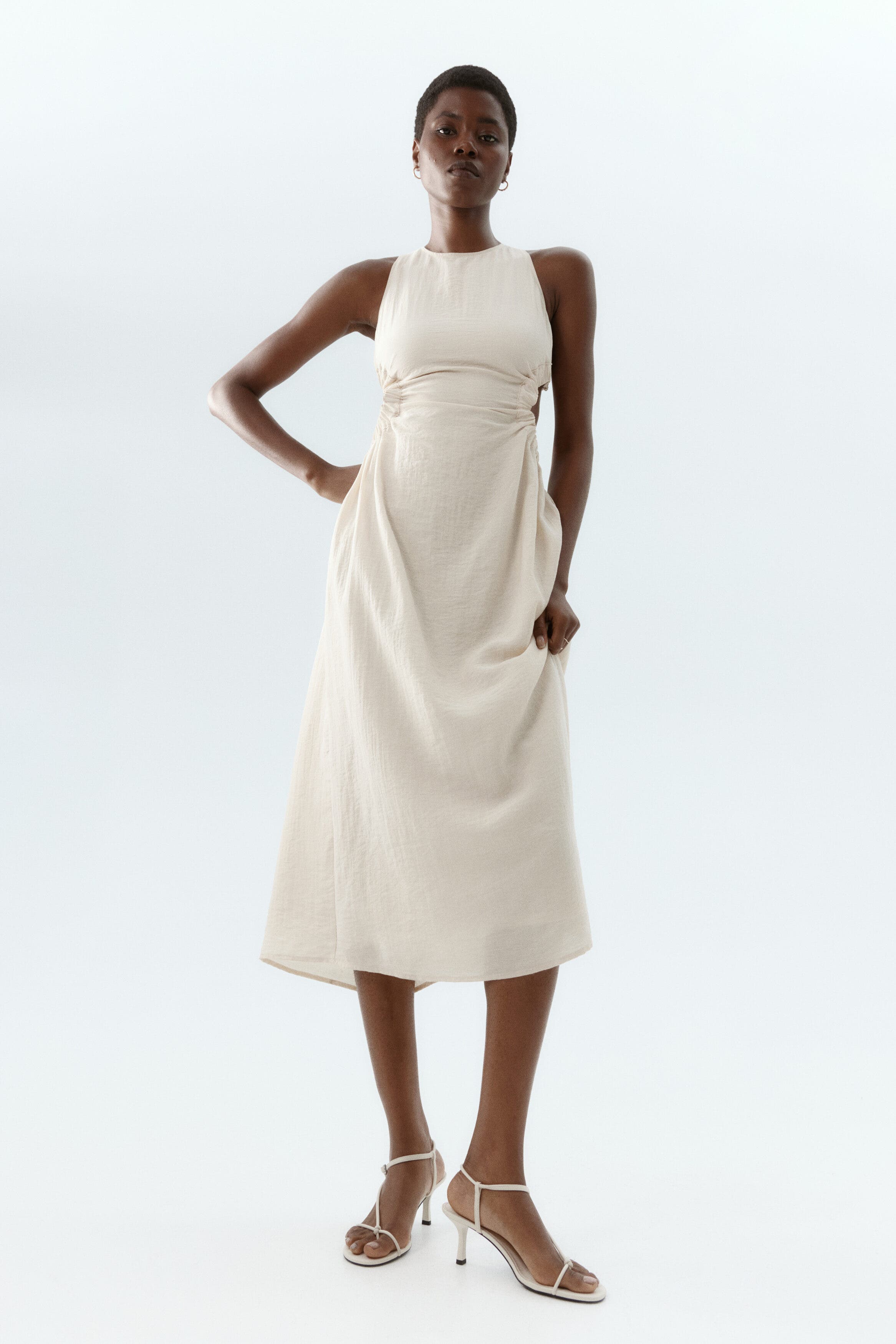 H&M Heeled Strappy Sandals, Alternate, color, White