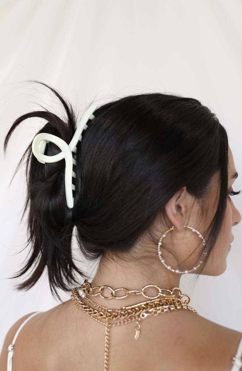 Ettika Crystal & Imitation Pearl Hoop Earrings, Alternate, color, 