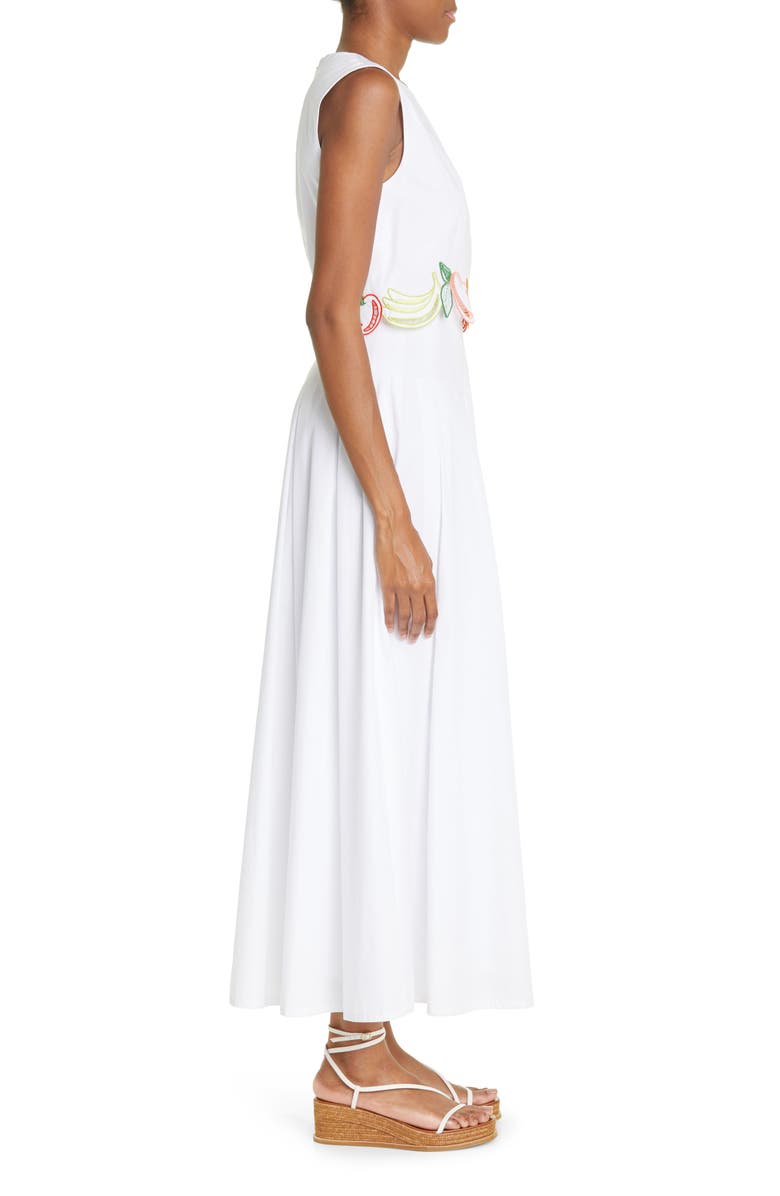 Lela Rose Embroidered Fruit Pleated Popover Dress, Alternate, color,