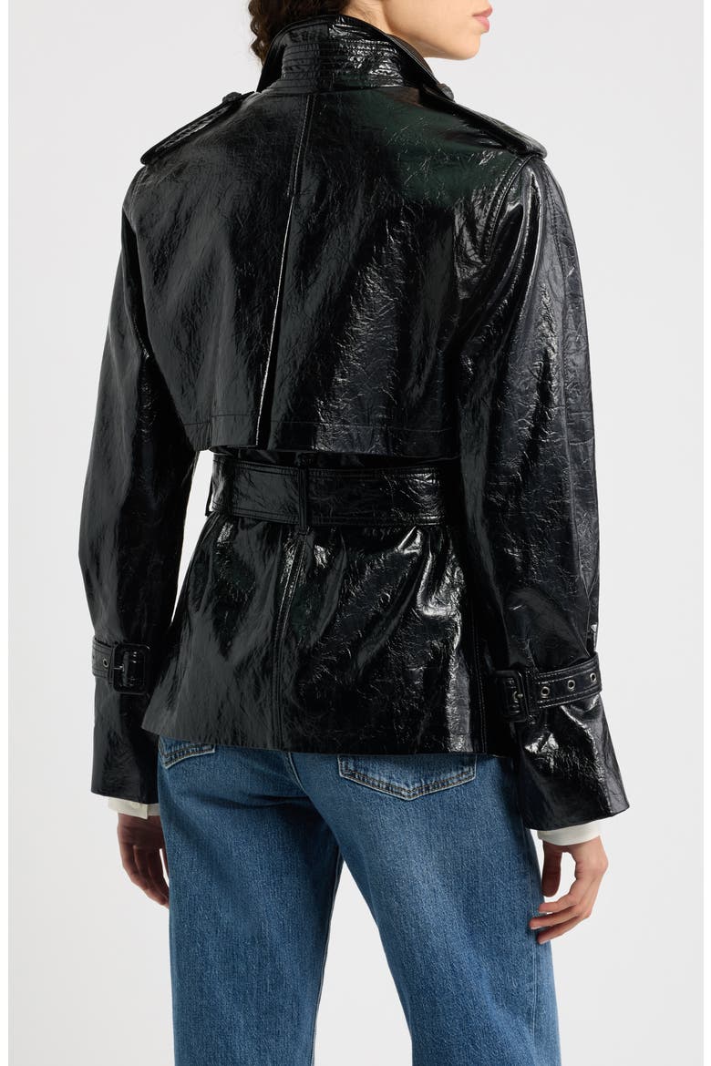 Anabelle Faux Leather Jacket, Alternate, color, BLACK