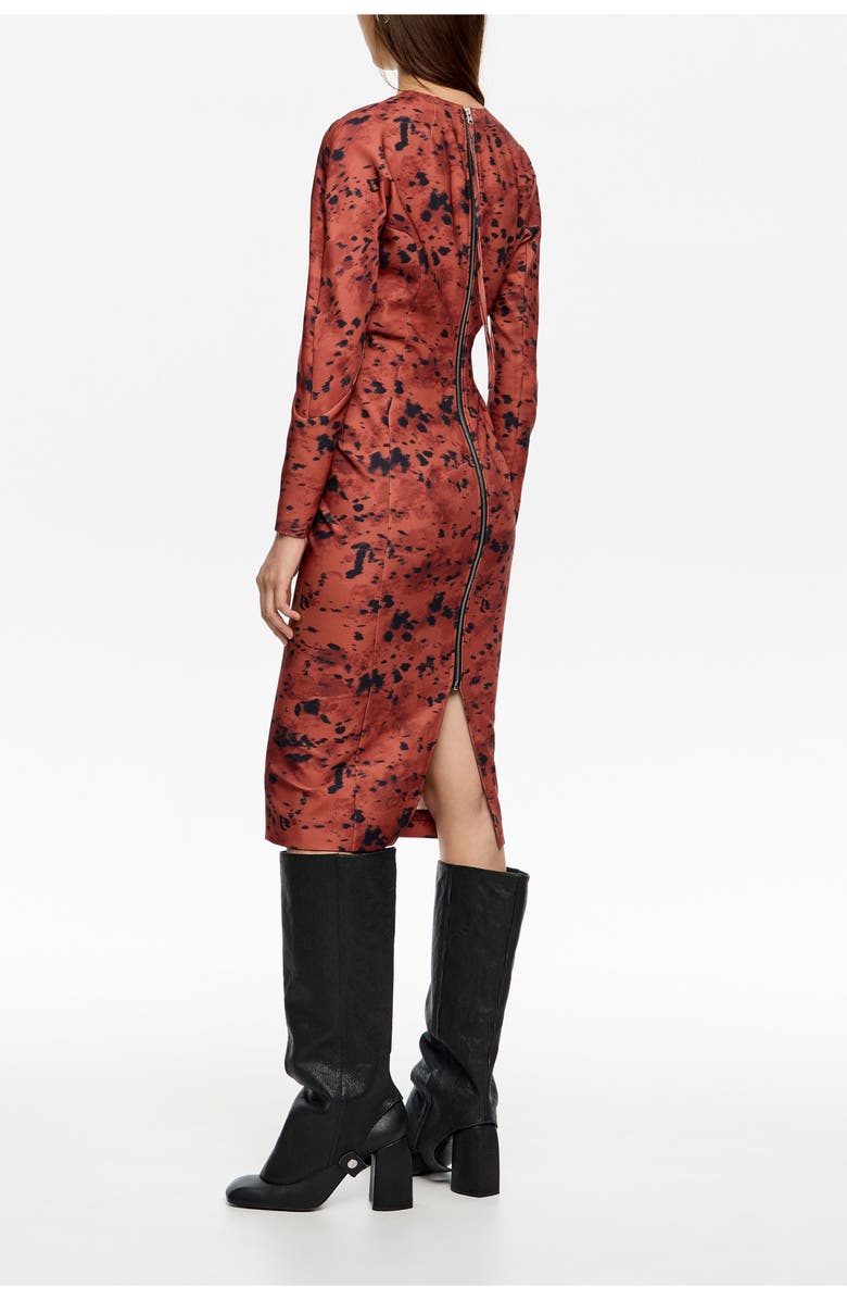 Bimba y Lola Lynx Zip Fitted Maxi Dress, Alternate, color, Lynx Brown