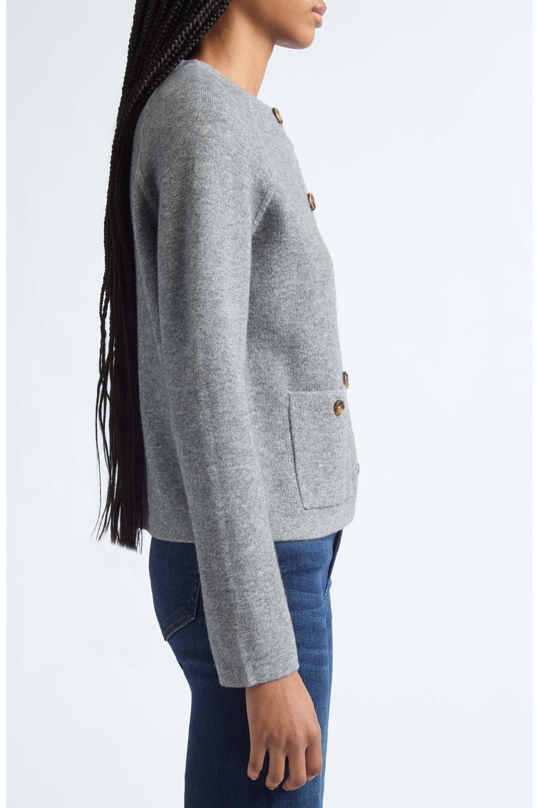 Elwood Merino Wool & Cashmere Knit Jacket, Alternate, color, MEDIUM HEATHER GREY