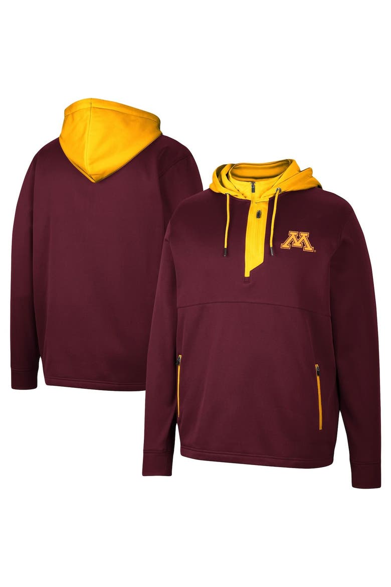 Men's Colosseum Maroon Minnesota Golden Gophers Luge 3.0 Quarter-Zip Hoodie, Main, color, Maroon