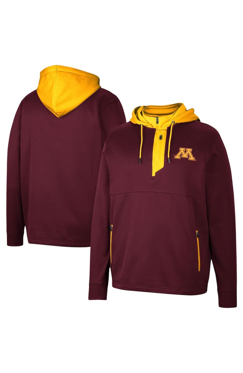 COLOSSEUM Men's Colosseum Maroon Minnesota Golden Gophers Luge 3.0 Quarter-Zip Hoodie, Main, color,