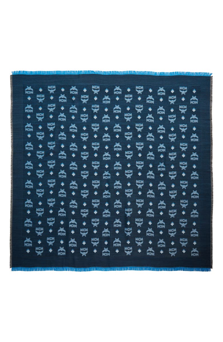 MCM Square Monogram Jacquard Silk & Wool Scarf, Alternate, color, 