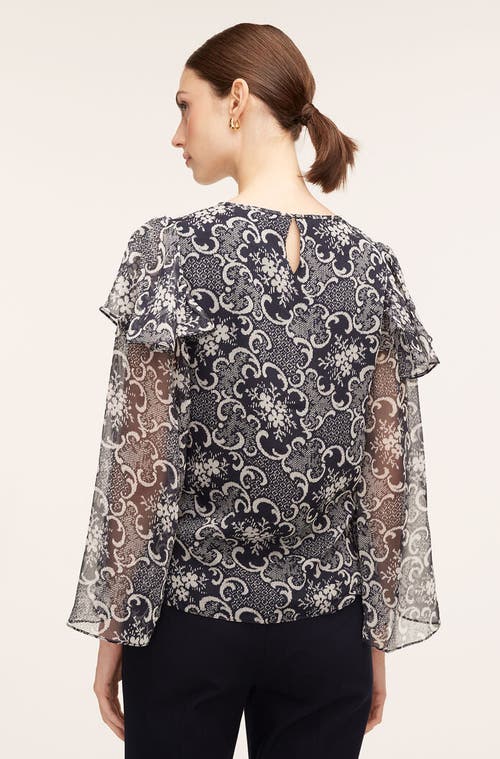 REBECCA TAYLOR REBECCA TAYLOR ROCHELLE FLEUR RUFFLE SILK BLOUSE