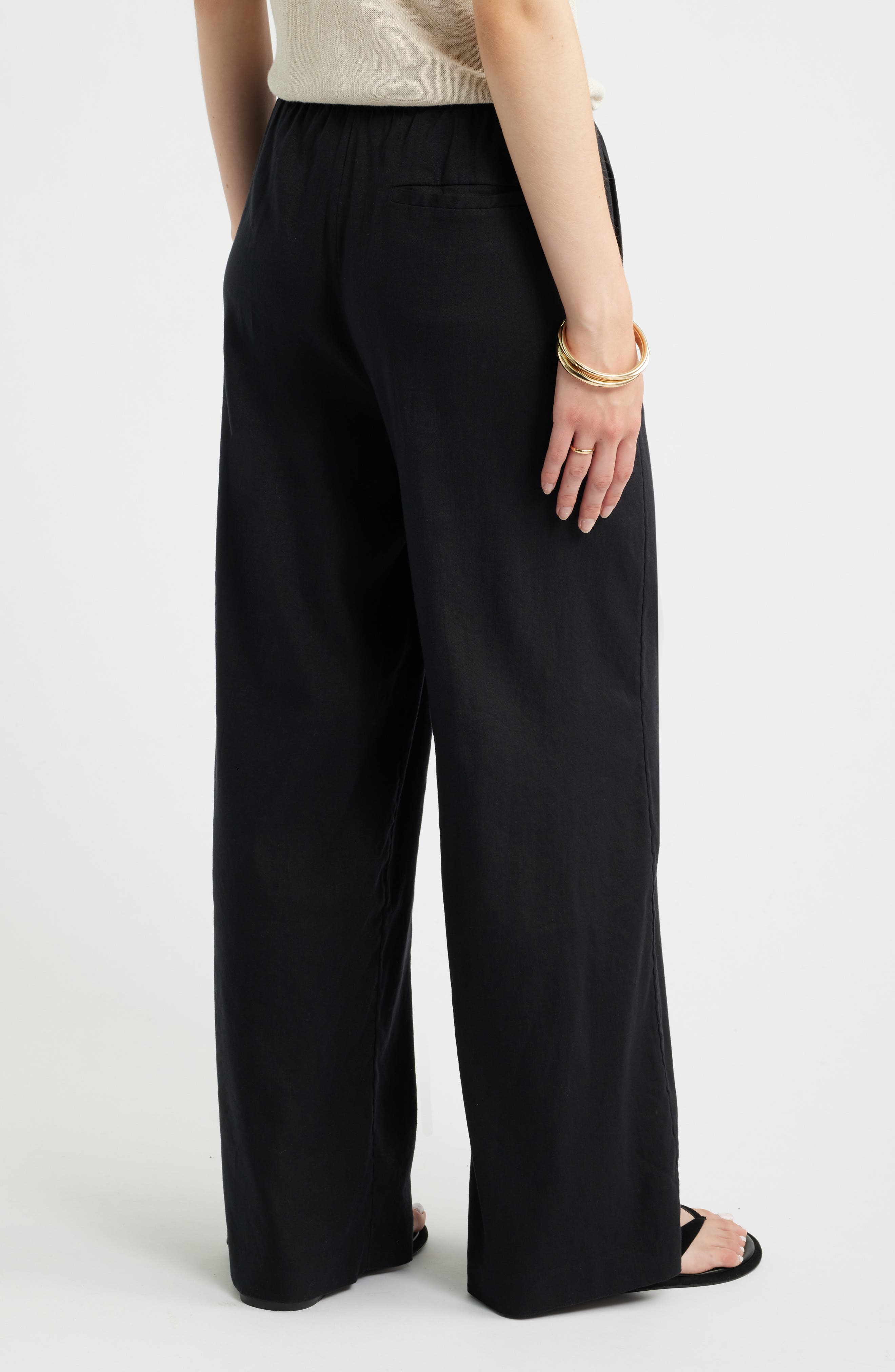 Женские Nordstrom Linen Blend Drawstring Pants — фото 3