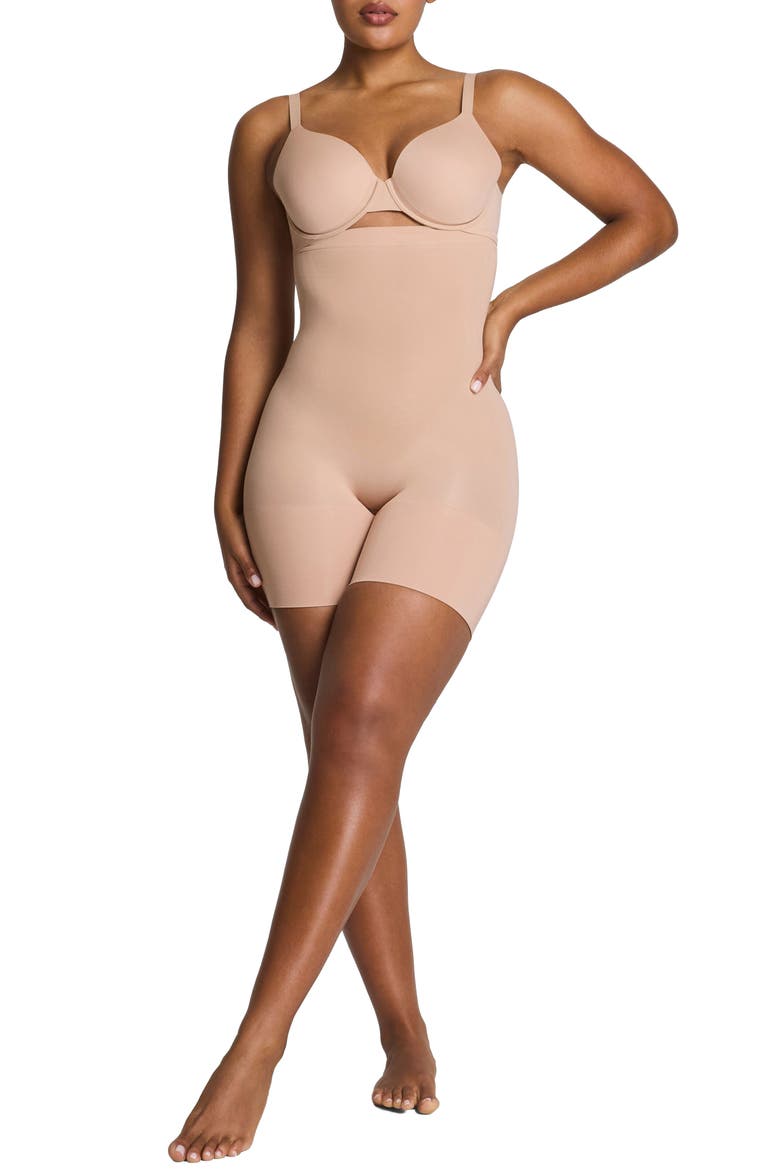 SPANXsculpt™ GoFigure High Waist Shaper Shorts, Main, color, CHAI