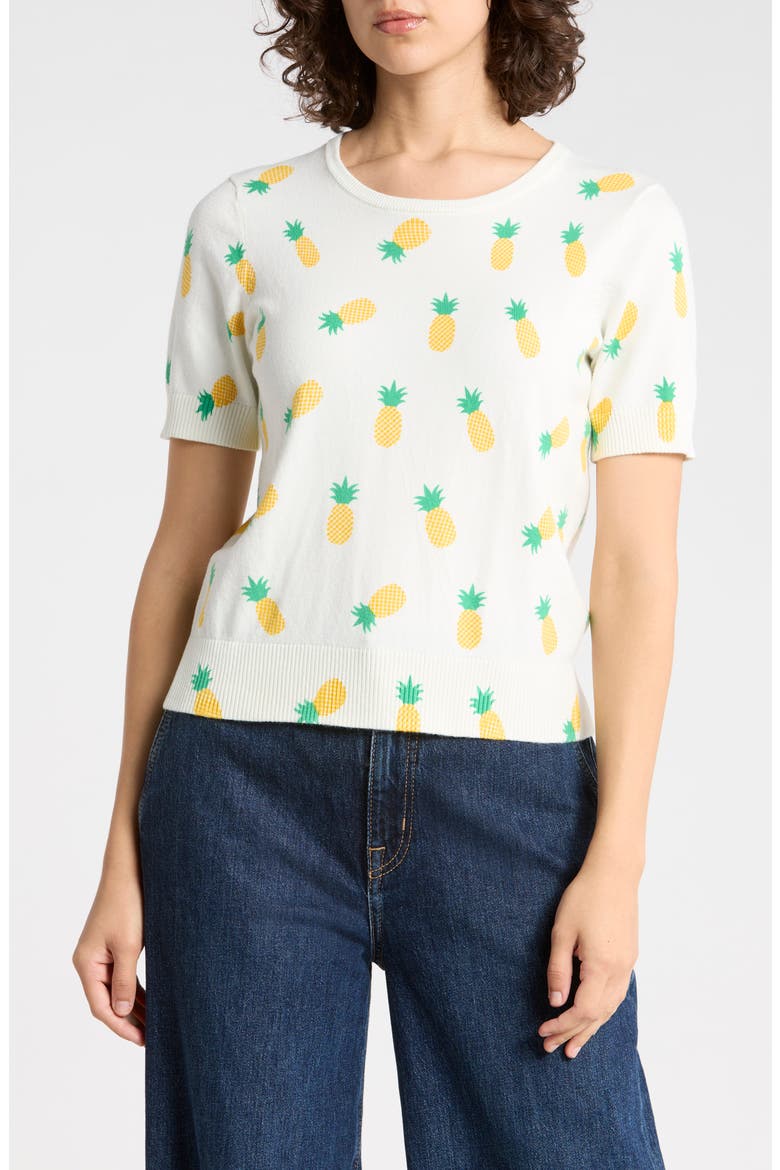 Pineapple Short Sleeve Sweater, Main, color, SUNSHINE
