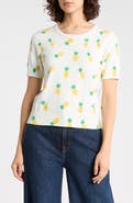 CeCe Pineapple Short Sleeve Sweater