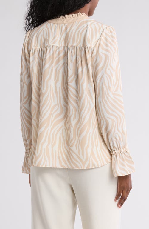 Gemma + Jane Georgette Button Front Top In Animal Print Beige
