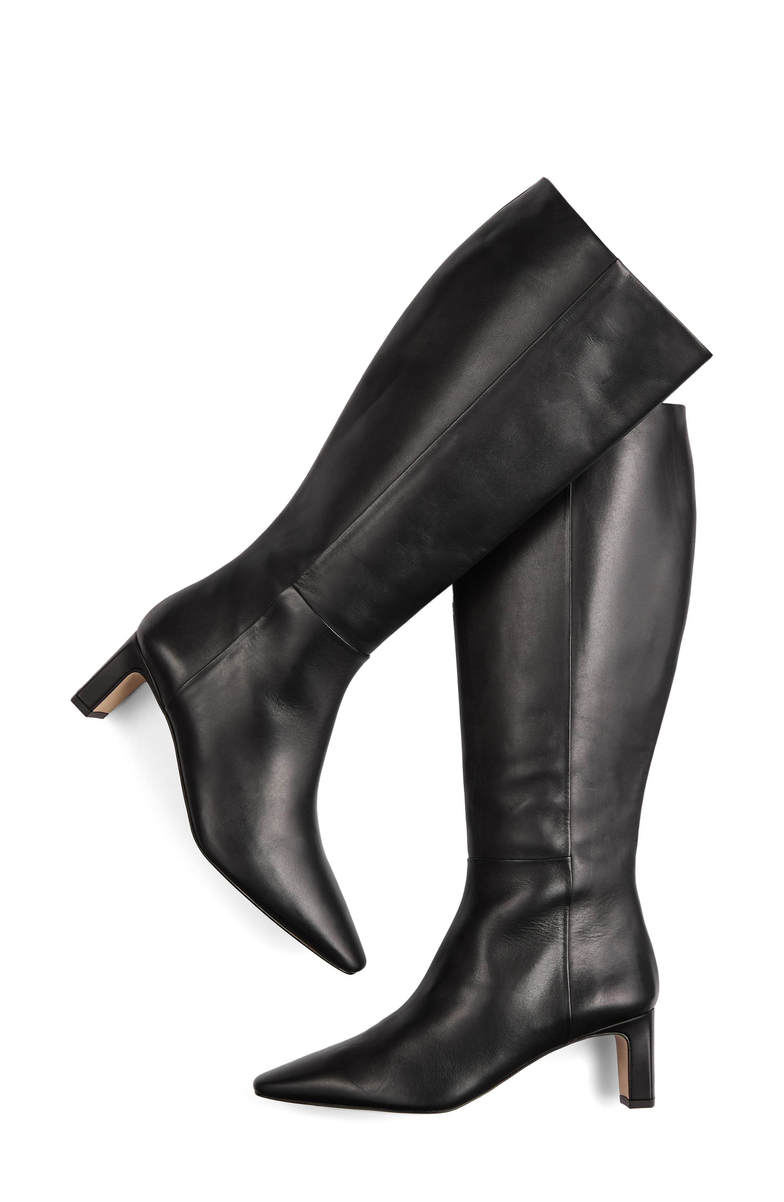 LK Bennett Margarite Mid Heel Knee High Boot, Alternate, color, Black