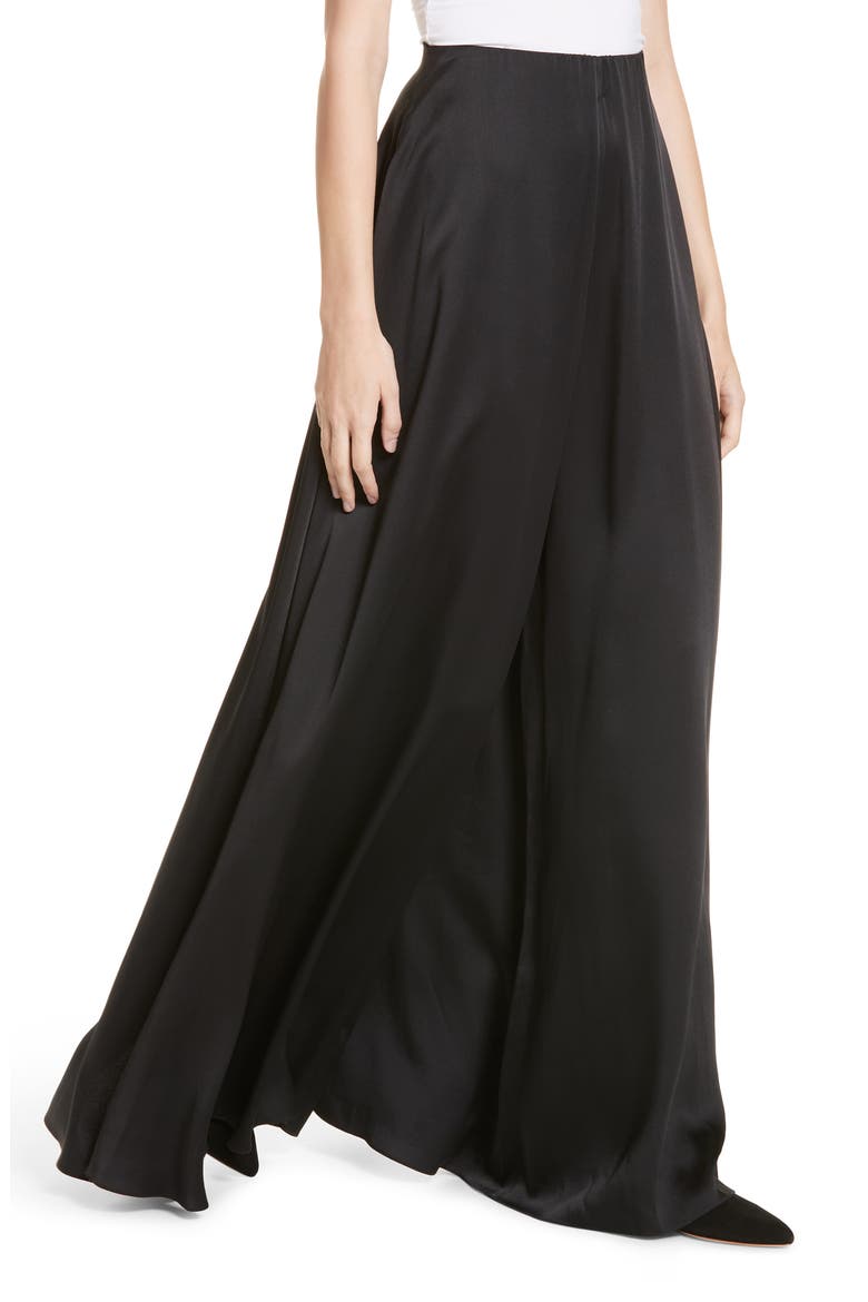 Crepe Back Satin Palazzo Pants, Alternate, color, BLACK