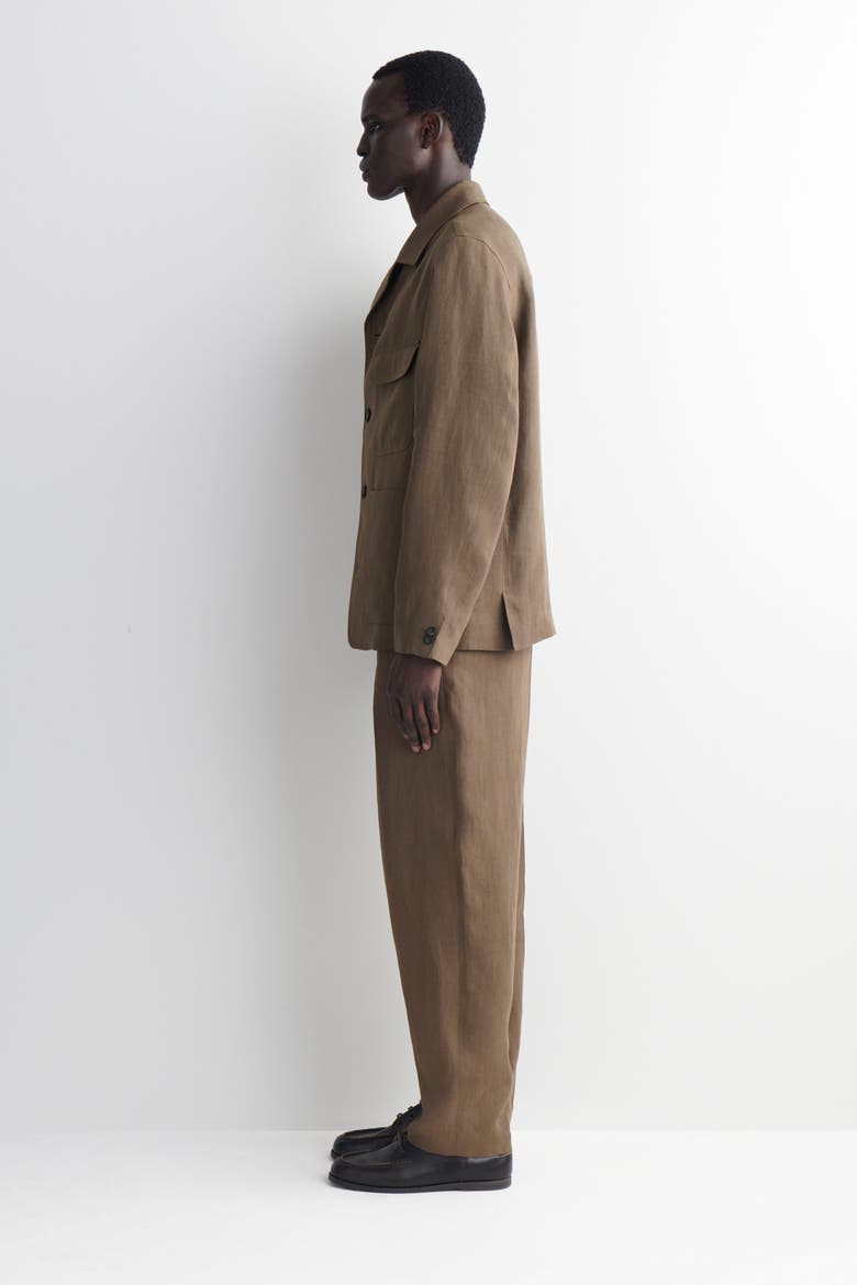Unstructured Linen Blazer, Alternate, color, DARK KHAKI