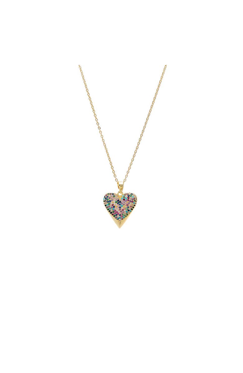BY ADINA EDEN Multicolor Pavé Heart Pendant Necklace, Main, color, Multi-Color