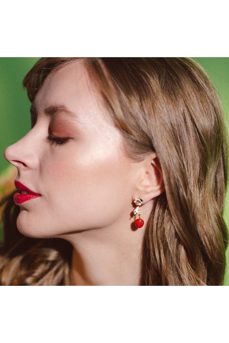 Apple Blossom & Mouse Drop Earrings, Alternate, color, Apple Blossom