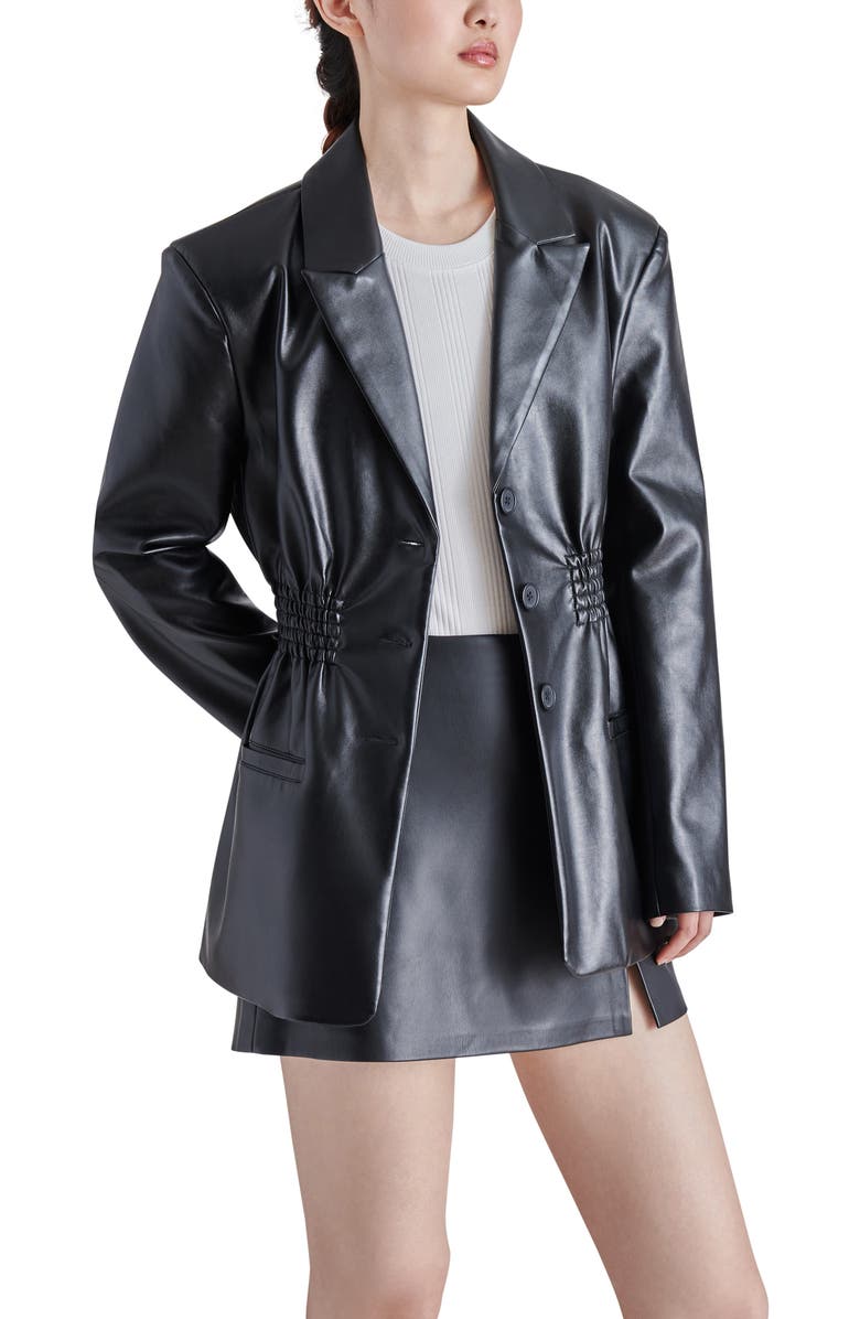 Steve Madden Frida Smocked Faux Leather Jacket, Alternate, color, 