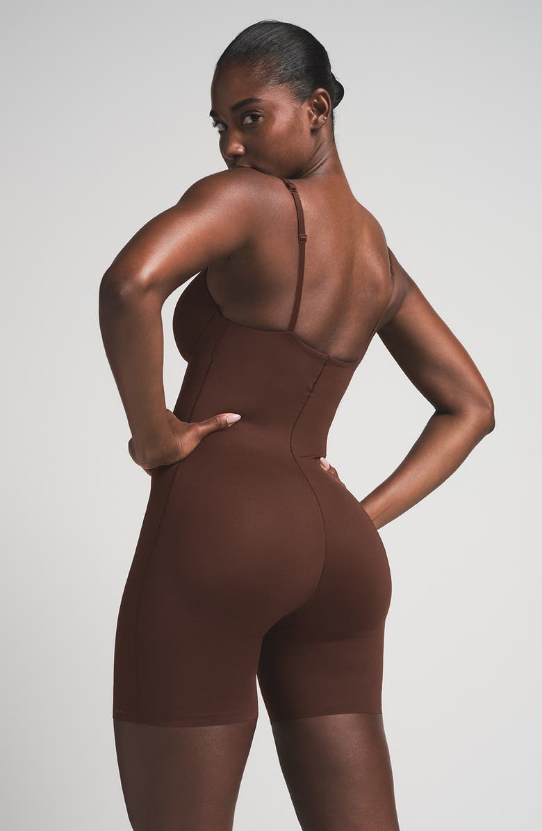 SKIMS Ultimate Body Push-Up Enhancing Padded Midthigh Bodysuit, Alternate, color, Cocoa
