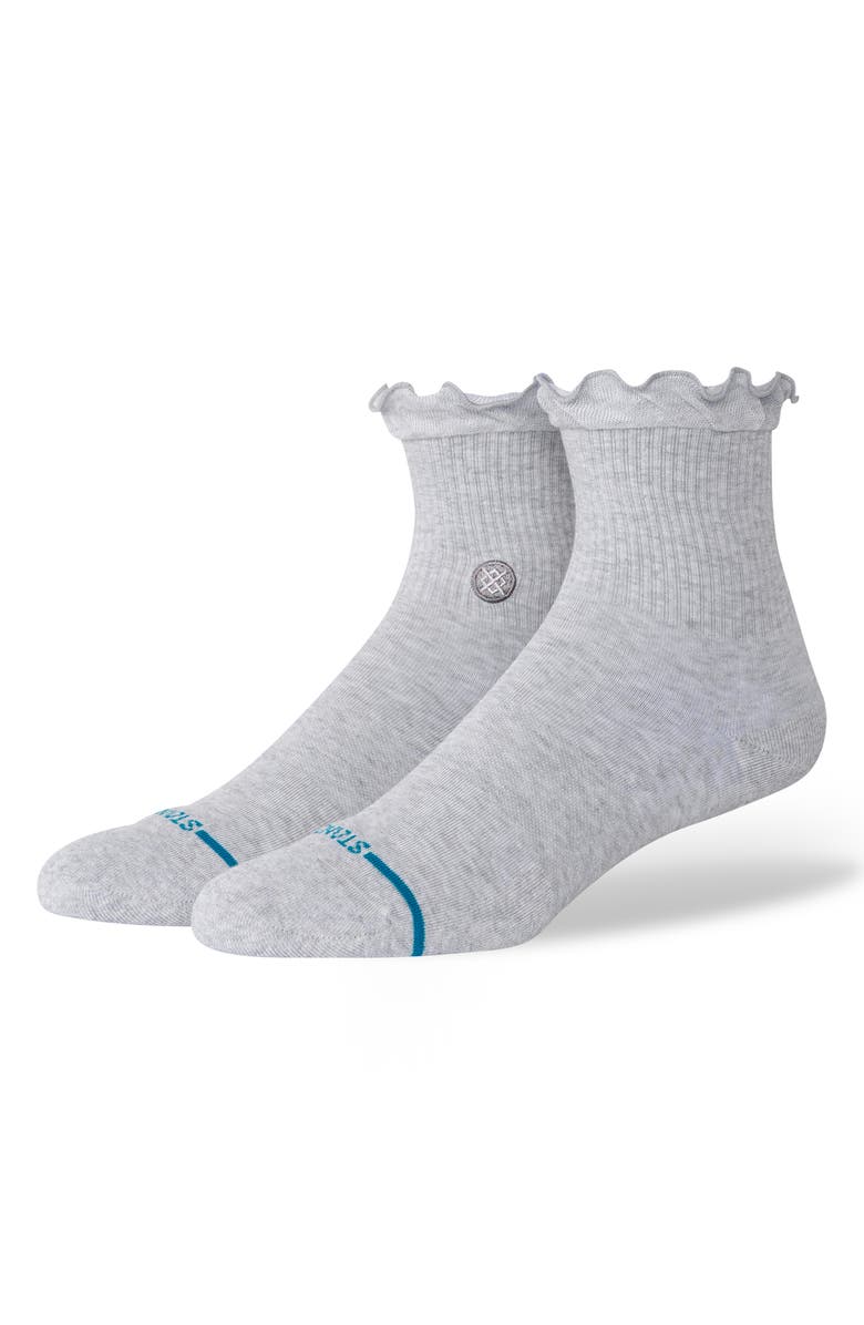 Stance Icon Ruffle Quarter Socks, Main, color, Heather Grey