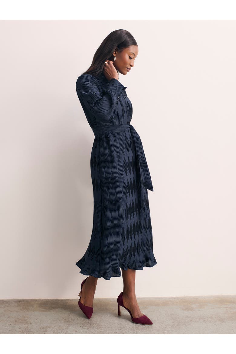 Aurellie Long Sleeve Tie Waist Dress, Alternate, color, Navy