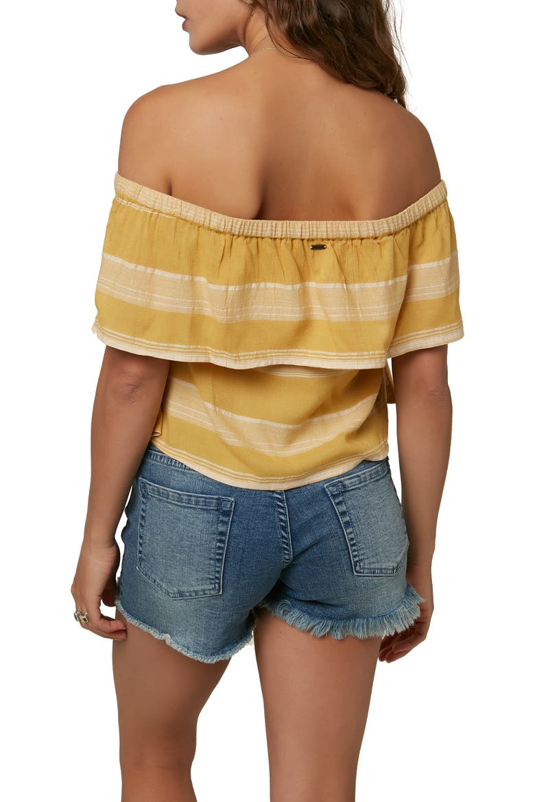 Stripe Off the Shoulder Top, Alternate, color, MIMOSA