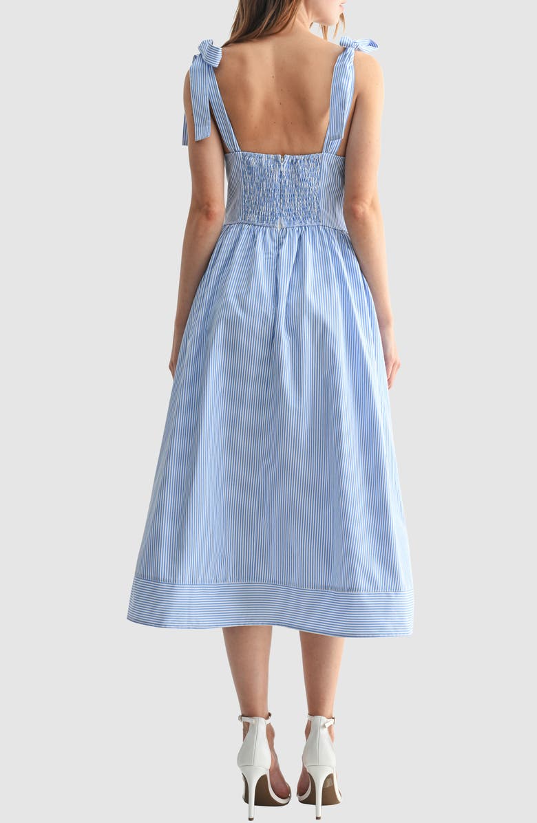 Lush Stripe Tie Strap Fit & Flare Midi Dress, Alternate, color,