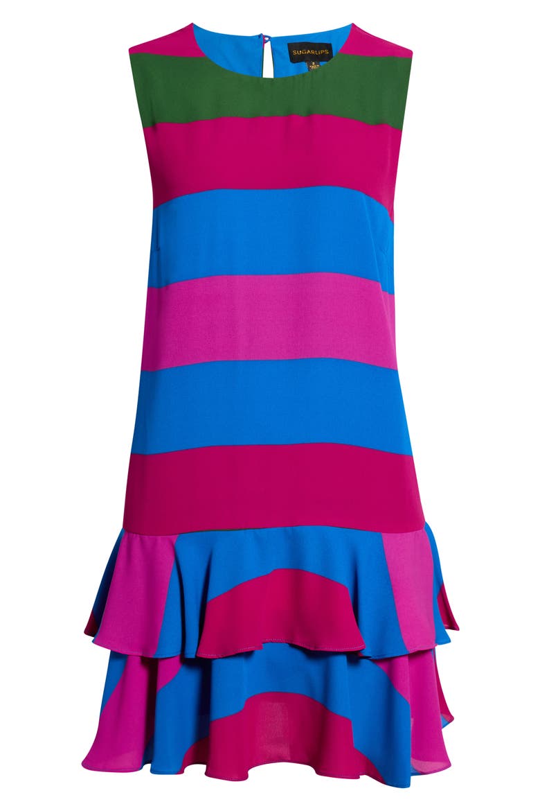 Saige Stripe Sleeveless Shift Dress, Alternate, color, MAGENTA-MULTI
