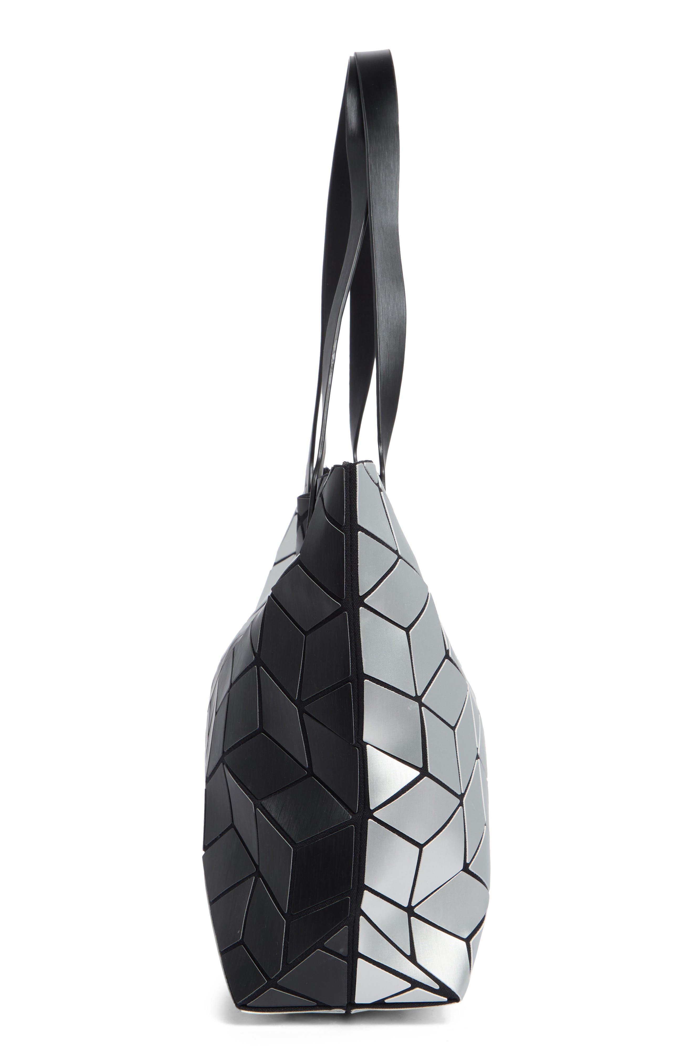 Diagonal Two-Tone Geometric Tote Bag, Alternate, color, M.BLACK/ SILVER