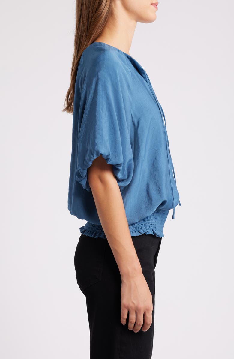 Vince Camuto Bubble Sleeve Smock Waist Top, Alternate, color, Vintage Blue