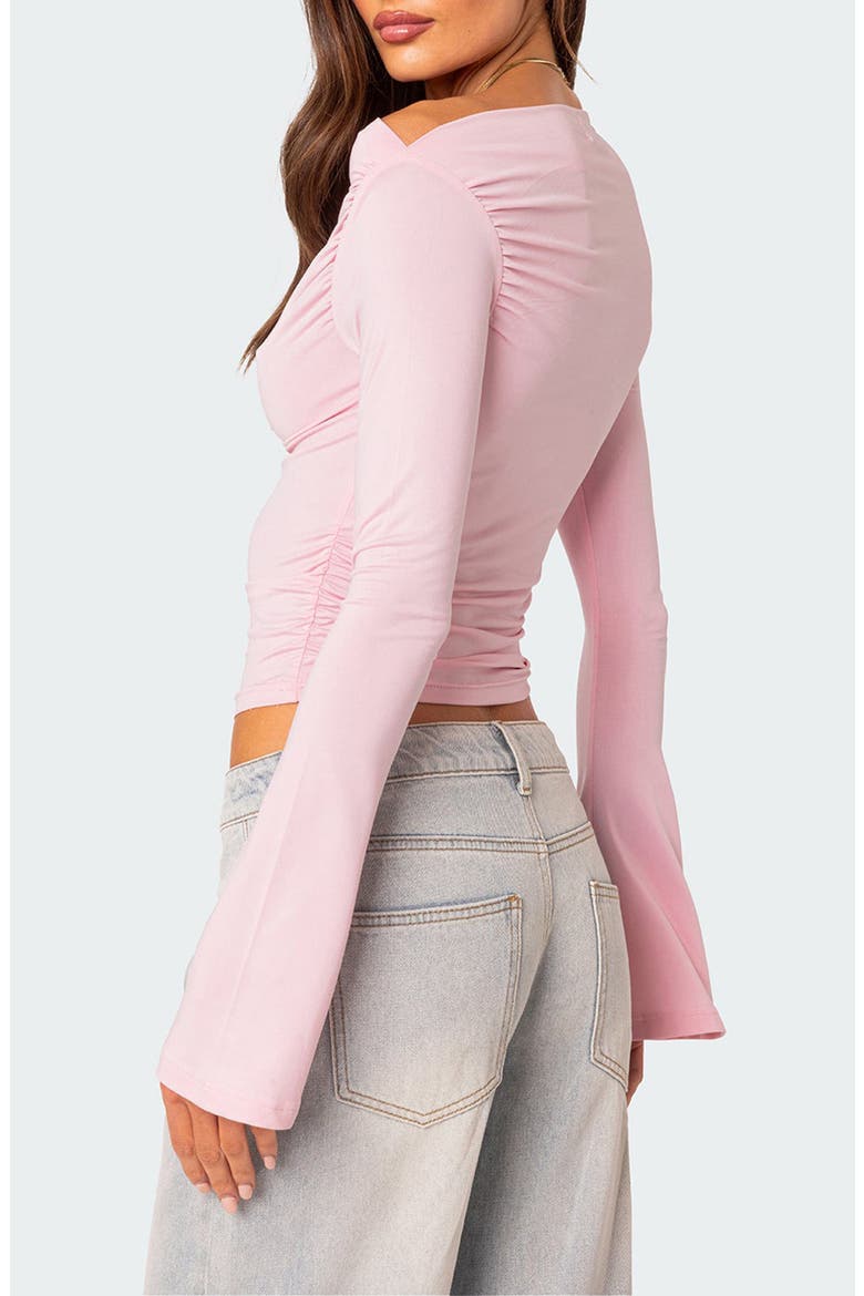 Dana Gathered Bell Sleeve Crop Top, Alternate, color, LIGHT-PINK