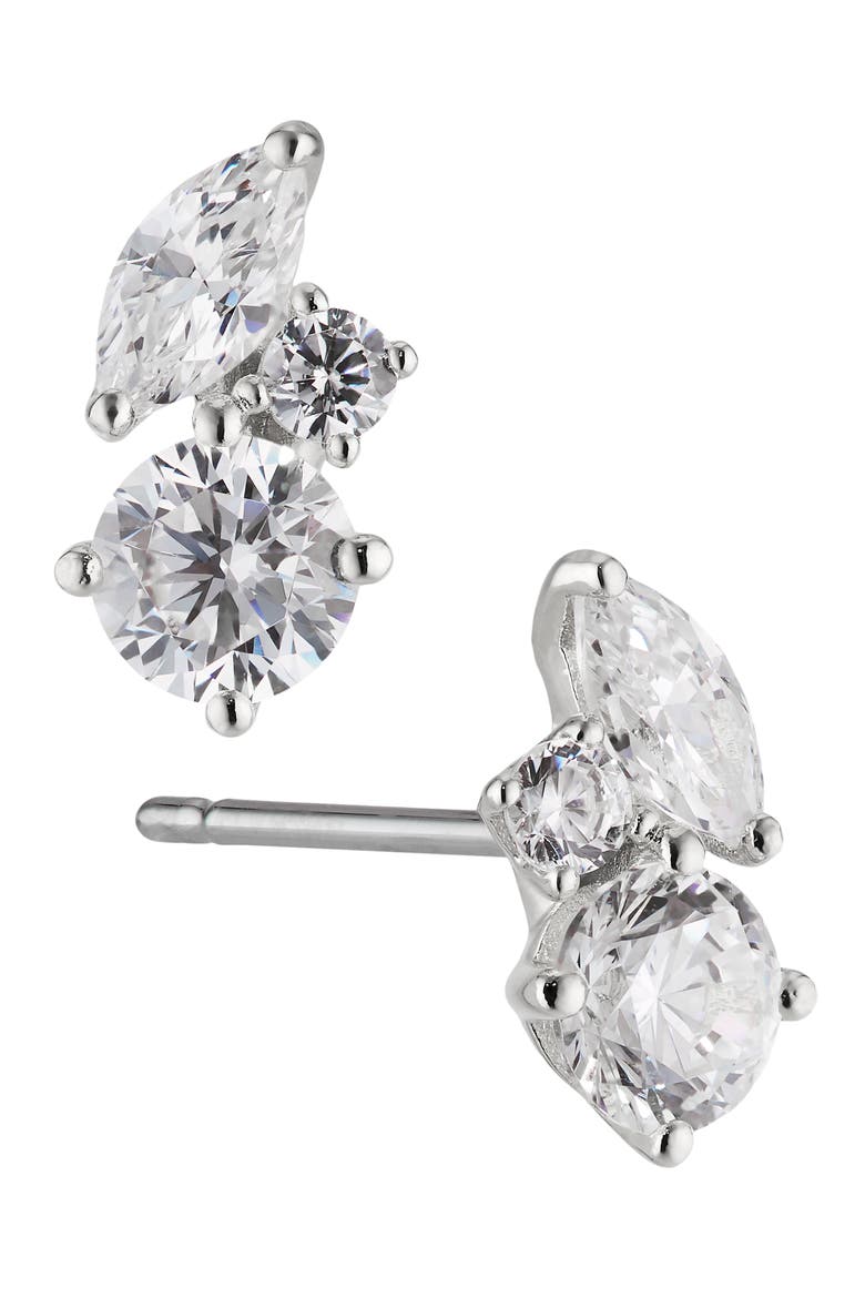 Prima Stud Earrings, Main, color, RHODIUM