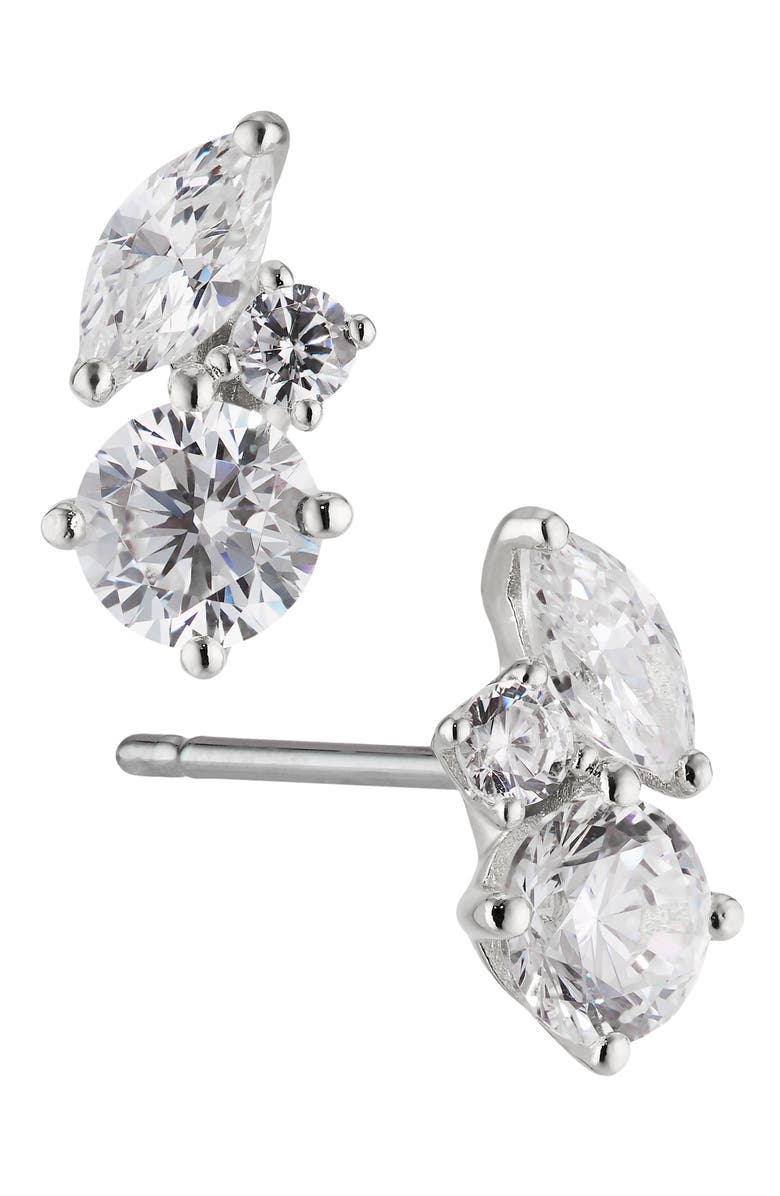 Nadri Prima Stud Earrings, Main, color, Rhodium