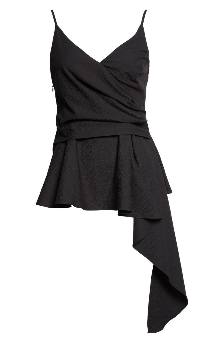 Veronica Beard Solange Faux Wrap Asymmetric Hem Peplum Top, Alternate, color, Black
