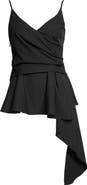 Veronica Beard Solange Faux Wrap Asymmetric Hem Peplum Top