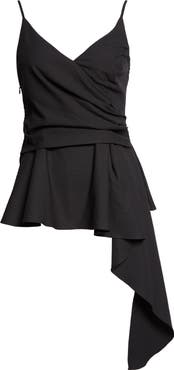 Veronica Beard Solange Faux Wrap Asymmetric Hem Peplum Top
