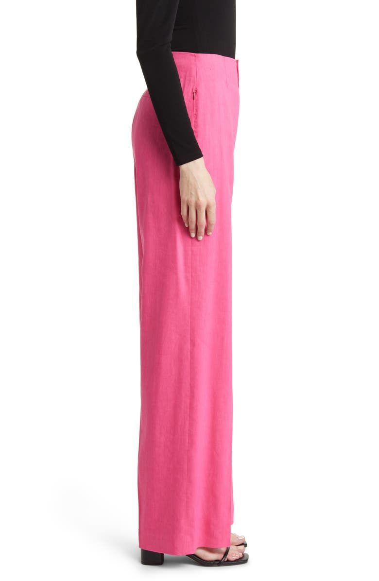 FRAME High Waist Linen Blend Wide Leg Trousers, Alternate, color, Flamingo
