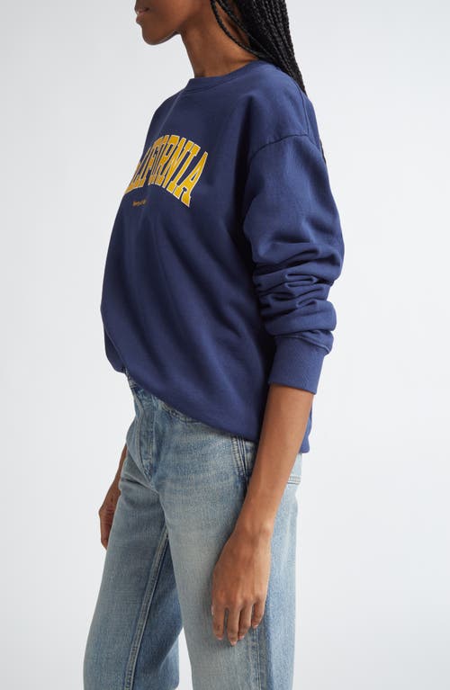 Sporty And Rich Sporty & Rich California Cotton Crewneck Sweatshirt In Navy