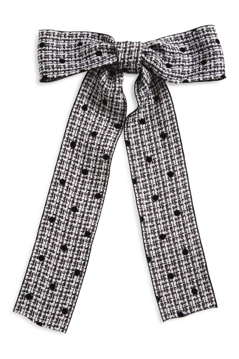 Dot Bow Barrette, Main, color, BLACK
