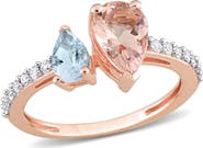 Julianna B. Morganite Aquamarine & Diamond 2-Stone Ring 14k