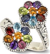 SAMUEL B. Sterling Silver Multistone Flower Bypass Ring