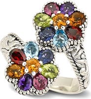 SAMUEL B. Sterling Silver Multistone Flower Bypass Ring