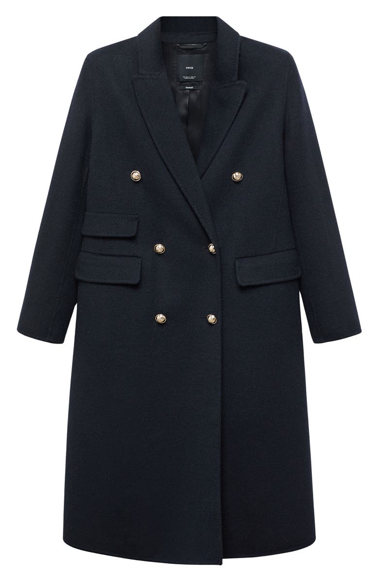 MANGO Double Breasted Wool Blend Coat, Alternate, color, 