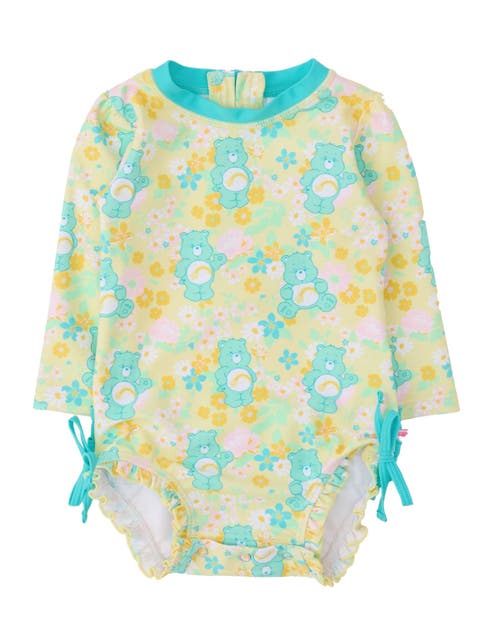 Care Bears Long Sleeve One Piece Rash Guard Swimsuit, With Signature Rear Ruffles (baby, Toddler)