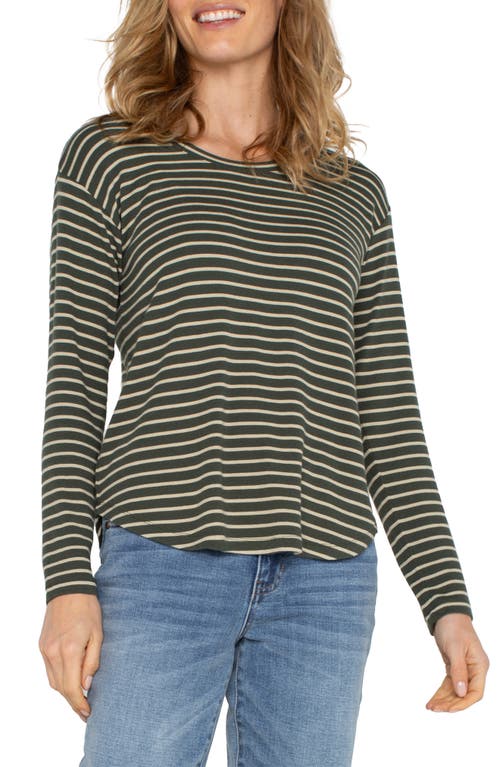 Liverpool Stripe Long Sleeve Knit Top In Green