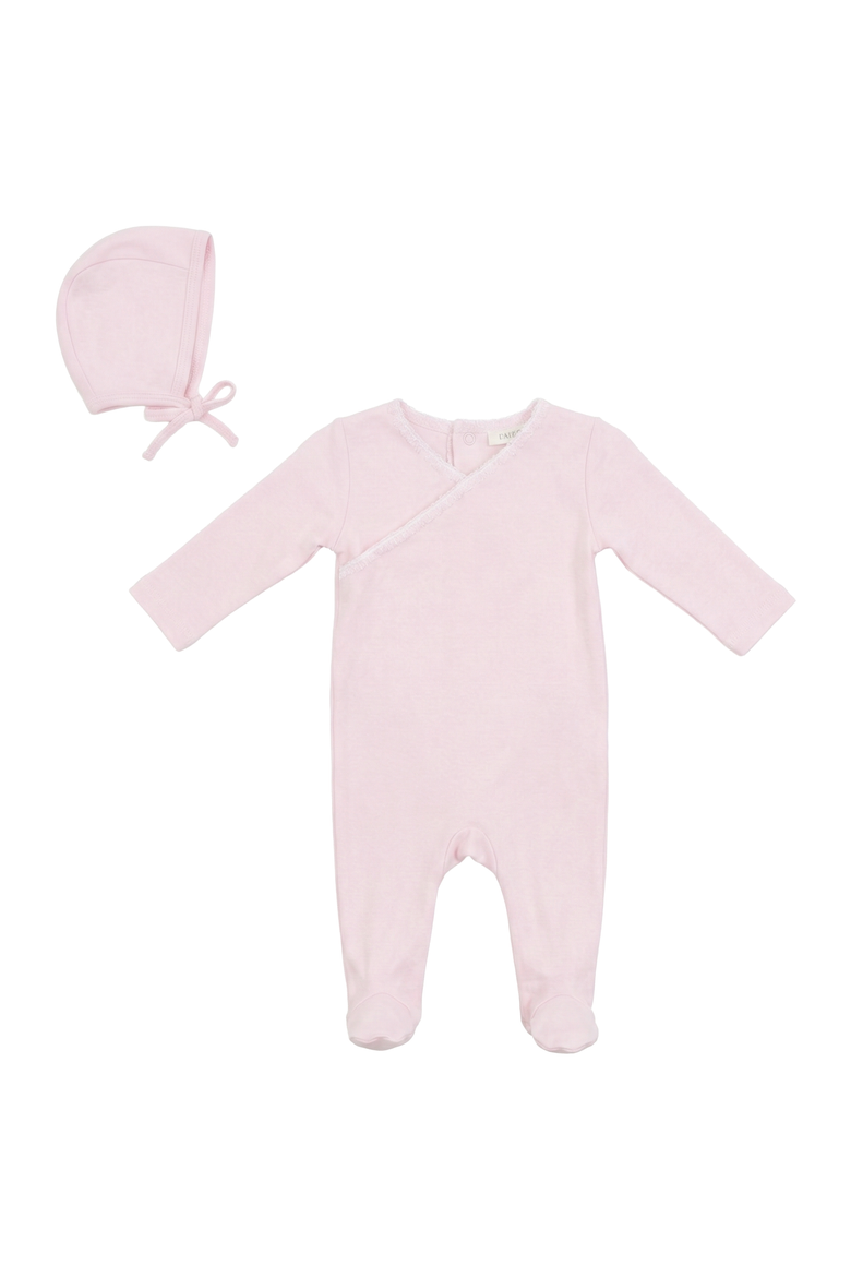 Girl Rib Modal 2 Piece Romper Set with Contrast Trim Bonnet, Main, color, Pink Sorbet