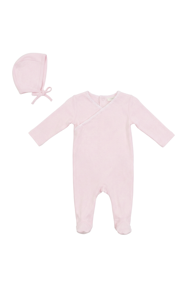 Fragile Girl Rib Modal 2 Piece Romper Set with Contrast Trim Bonnet, Main, color, Pink Sorbet