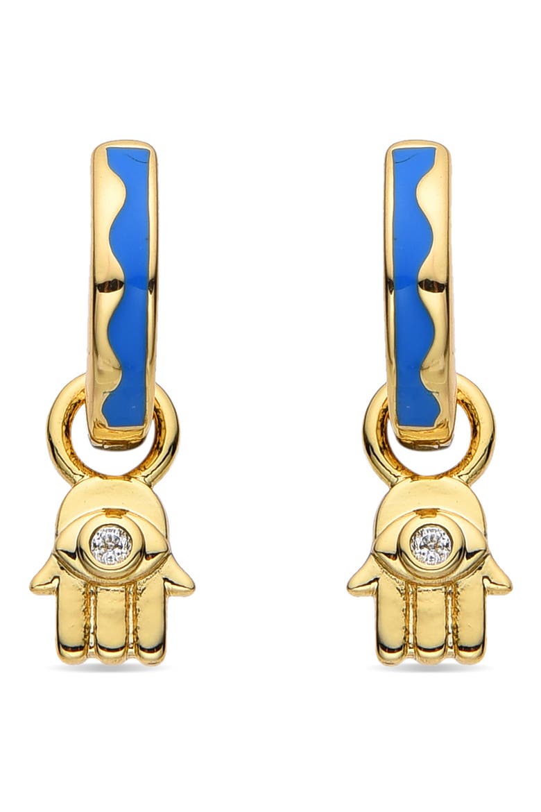 Candice Hamsa Huggie Hoop Earrings, Alternate, color, GOLD