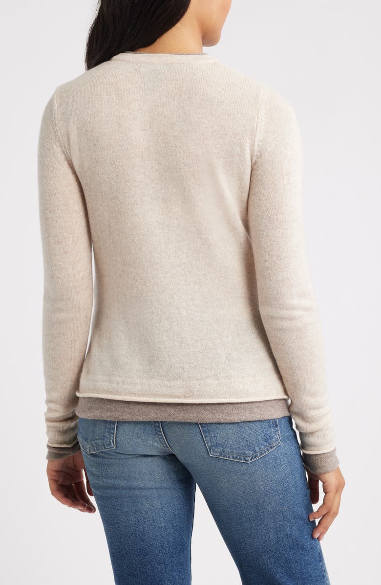 Griffen Double Trim Wool
Cashmere Crewneck Sweater, Alternate, color, Oat/ Mink