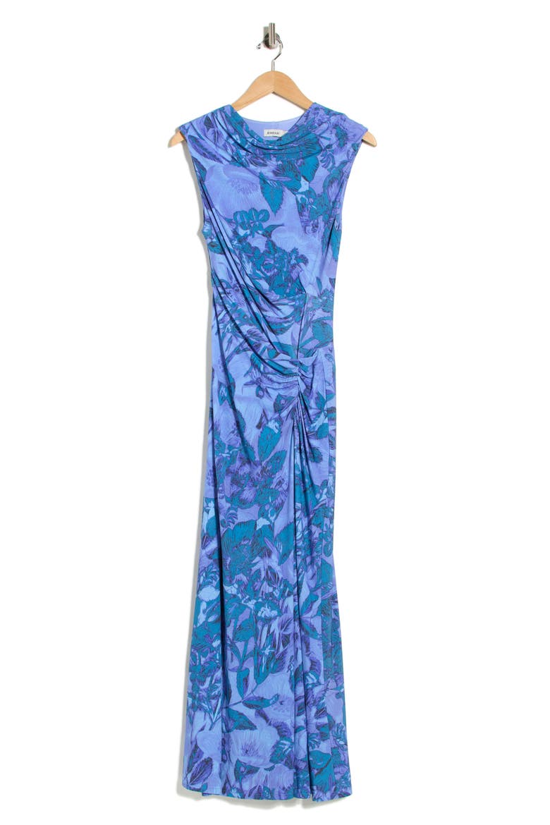 Acacia Ruched Midi Dress, Alternate, color, FRENCH BLUE BOTANICAL